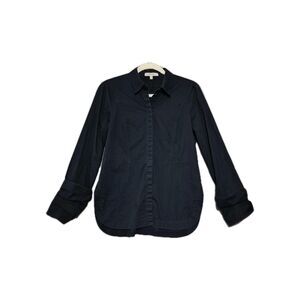 Dorothee Schumacher Women's Navy Blue Long Sleeve Double Cuff Button Up Top 2